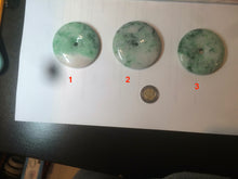Load image into Gallery viewer, 100% Natural sunny green/pink/purple tropical beach jadeite Jade Safety Guardian Button(donut) Pendant/worry stone X123
