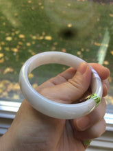Load image into Gallery viewer, 55.7mm certified Type A 100% Natural white/yellow Jadeite Jade bangle E57-7572
