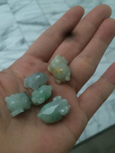 Load image into Gallery viewer, Type A 100% Natural light green/white Jadeite Jade 3D little piggy pendant Add on item! Not sale individually. AB piggy
