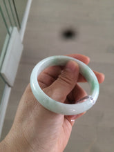 Load image into Gallery viewer, 53.5mm certified 100% natural Type A sunny green/white jadeite jade bangle X98-3760
