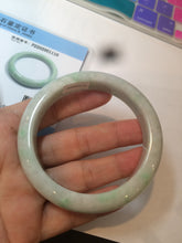 Load image into Gallery viewer, 57.4mm 100% natural Type A sunny green/white jadeite jade bangle K92-1110
