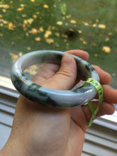 Load image into Gallery viewer, 56.8mm certificated Type A 100% Natural white/green/purple Jadeite Jade bangle E47-6211
