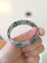 Load image into Gallery viewer, 52mm Certified  Type A 100% Natural dark green floating flowers Jadeite Jade bangle E1-1526
