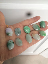 Load image into Gallery viewer, Type A 100% Natural sunny green/purple/white Jadeite Jade Peach Pendant AC-P
