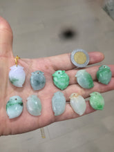 Load image into Gallery viewer, Type A 100% Natural sunny green/purple/white Jadeite Jade Peach Pendant AC-P
