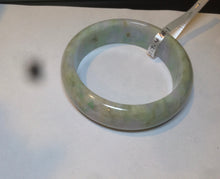 Load image into Gallery viewer, 56.5mm certificated Type A 100% Natural sunny green/purple/yellow  Monet’s Water Lilies Jade bangle E62-1029
