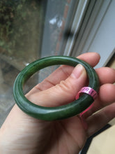 Load image into Gallery viewer, 51.9 mm 100% Natural  dark green nephrite Jade (碧玉) bangle KS-16
