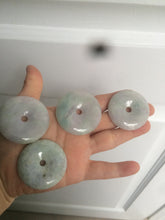 Load image into Gallery viewer, 38-43mm Type A 100% Natural green/purple Jadeite Jade Safety Guardian Button donut Pendant/worry stone/car hanger group AE27
