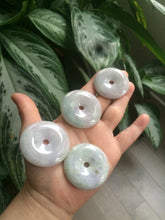 Load image into Gallery viewer, 38-43mm Type A 100% Natural green/purple Jadeite Jade Safety Guardian Button donut Pendant/worry stone/car hanger group AE27
