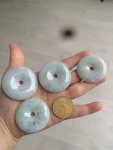 Load image into Gallery viewer, 38-43mm Type A 100% Natural green/purple Jadeite Jade Safety Guardian Button donut Pendant/worry stone/car hanger group AE27
