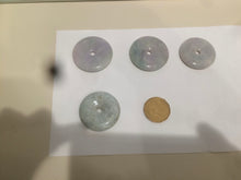 Load image into Gallery viewer, 38-43mm Type A 100% Natural green/purple Jadeite Jade Safety Guardian Button donut Pendant/worry stone/car hanger group AE27

