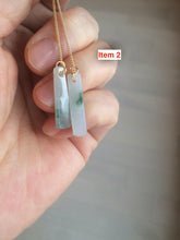 Load image into Gallery viewer, 100% Natural icy watery green Misty rain (烟雨江南) safe and sound dangling jadeite Jade earring C22
