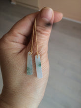 Load image into Gallery viewer, 100% Natural icy watery green Misty rain (烟雨江南) safe and sound dangling jadeite Jade earring C22
