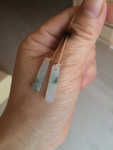 Load image into Gallery viewer, 100% Natural icy watery green Misty rain (烟雨江南) safe and sound dangling jadeite Jade earring C22
