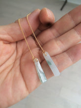 Load image into Gallery viewer, 100% Natural icy watery green Misty rain (烟雨江南) safe and sound dangling jadeite Jade earring C22
