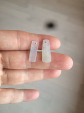 Load image into Gallery viewer, 100% Natural icy watery green Misty rain (烟雨江南) safe and sound dangling jadeite Jade earring C22
