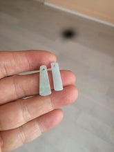 Load image into Gallery viewer, 100% Natural icy watery green Misty rain (烟雨江南) safe and sound dangling jadeite Jade earring C22

