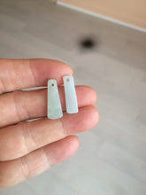 Load image into Gallery viewer, 100% Natural icy watery green Misty rain (烟雨江南) safe and sound dangling jadeite Jade earring C22
