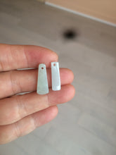 Load image into Gallery viewer, 100% Natural icy watery green Misty rain (烟雨江南) safe and sound dangling jadeite Jade earring C22
