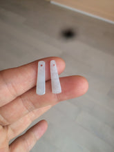 Load image into Gallery viewer, 100% Natural icy watery green Misty rain (烟雨江南) safe and sound dangling jadeite Jade earring C22
