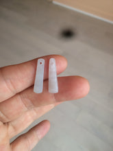 Load image into Gallery viewer, 100% Natural icy watery green Misty rain (烟雨江南) safe and sound dangling jadeite Jade earring C22
