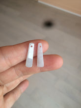 Load image into Gallery viewer, 100% Natural icy watery green Misty rain (烟雨江南) safe and sound dangling jadeite Jade earring C22
