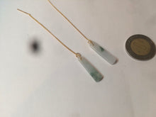 Load image into Gallery viewer, 100% Natural icy watery green Misty rain (烟雨江南) safe and sound dangling jadeite Jade earring C22
