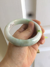 Load image into Gallery viewer, 58mm certificated Type A 100% Natural sunny green/white Jadeite Jade bangle E48-7904
