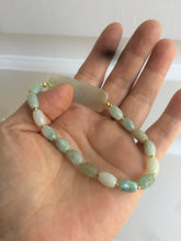 Load image into Gallery viewer, Type A 100% Natural light green/white carving flowers vintage style Jadeite Jade bracelet Z
