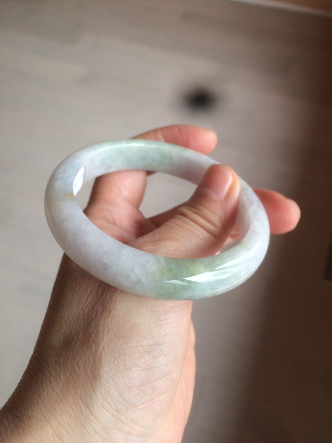 56.5mm certified 100% natural type A green/white/light purple jadeite jade bangle AT50-7934