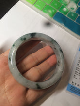 Load image into Gallery viewer, 56.7mm certified 100% natural type A icy watery green flying flowers jadeite jade bangle AS66-1633
