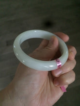 Load image into Gallery viewer, 57.2mm certified Type A 100% Natural light green/white Jadeite Jade bangle  AB21-6215
