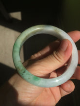 Load image into Gallery viewer, 56.5mm certified 100% natural Type A sunny green/white jadeite jade bangle A80-0458
