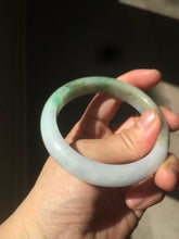Load image into Gallery viewer, 56.5mm certified 100% natural Type A sunny green/white jadeite jade bangle A80-0458
