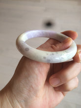 Load image into Gallery viewer, 56.6mm Certified Type A 100% Natural Sage Green/Thistle purple/cream beige Jadeite Jade bangle X107-0542
