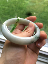 Load image into Gallery viewer, 54.9mm certified type A 100% Natural white/green jadeite jade bangle B74-1109
