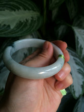 Load image into Gallery viewer, 54.9mm certified type A 100% Natural white/green jadeite jade bangle B74-1109
