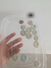 Load image into Gallery viewer, 21-25mm Type A 100% Natural light green/white Jadeite Jade Safety Guardian Button donut Pendant group AH65 (Add-on items)
