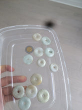 Load image into Gallery viewer, 21-25mm Type A 100% Natural light green/white Jadeite Jade Safety Guardian Button donut Pendant group AH65 (Add-on items)
