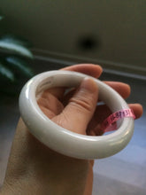 Load image into Gallery viewer, 56.8mm certified type A 100% Natural white/light green jadeite jade bangle B75-9276
