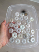 Load image into Gallery viewer, 24-25mm Type A 100% Natural light green/white Jadeite Jade Safety Guardian Button donut Pendant group AJ52 (Add-on items)
