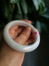Load image into Gallery viewer, 56.8mm certified type A 100% Natural white/light green jadeite jade bangle B75-9276
