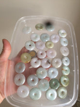 Load image into Gallery viewer, 24-25mm Type A 100% Natural light green/white/purple/red Jadeite Jade Safety Guardian Button donut Pendant group AK39 (Add-on items)
