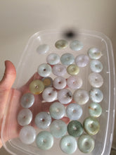 Load image into Gallery viewer, 24-25mm Type A 100% Natural light green/white/purple/red Jadeite Jade Safety Guardian Button donut Pendant group AK39 (Add-on items)
