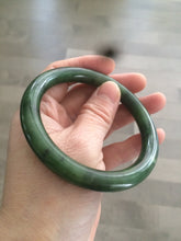Load image into Gallery viewer, 58.5mm 100% Natural dark green nephrite Jade (碧玉) round cut bangle G39
