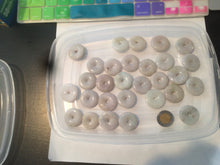 Load image into Gallery viewer, 24-25mm Type A 100% Natural light green/white Jadeite Jade Safety Guardian Button donut Pendant group AJ52 (Add-on items)
