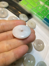 Load image into Gallery viewer, 24-25mm Type A 100% Natural light green/white Jadeite Jade Safety Guardian Button donut Pendant group AJ52 (Add-on items)
