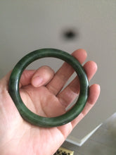 Load image into Gallery viewer, 58.5mm 100% Natural dark green nephrite Jade (碧玉) round cut bangle G39
