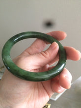 Load image into Gallery viewer, 58.5mm 100% Natural dark green nephrite Jade (碧玉) round cut bangle G39
