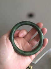 Load image into Gallery viewer, 58.5mm 100% Natural dark green nephrite Jade (碧玉) round cut bangle G39
